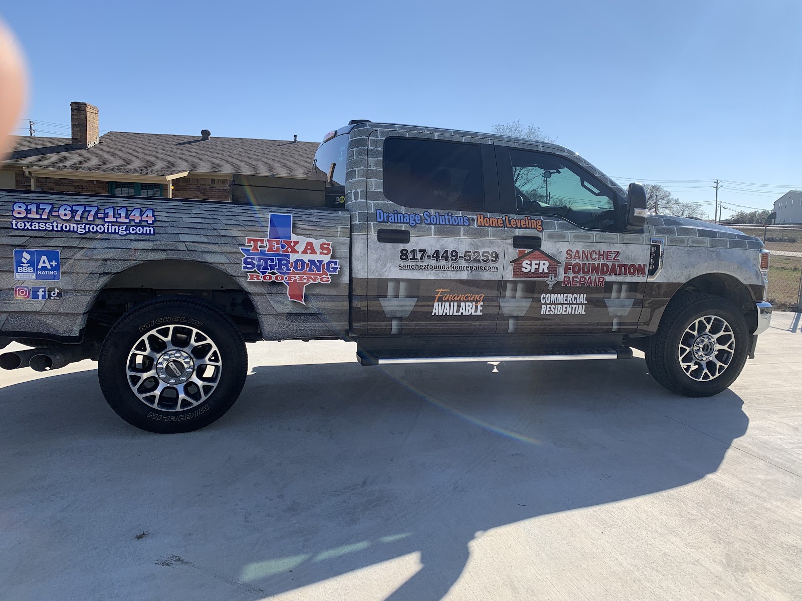 Texas Strong Roofing fleet truck